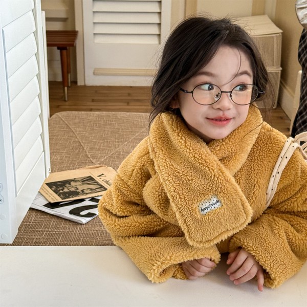 韓国スタイル 2色6サイズ トップス ジャケット マフラー付き 2点セット シンプル長袖 子供