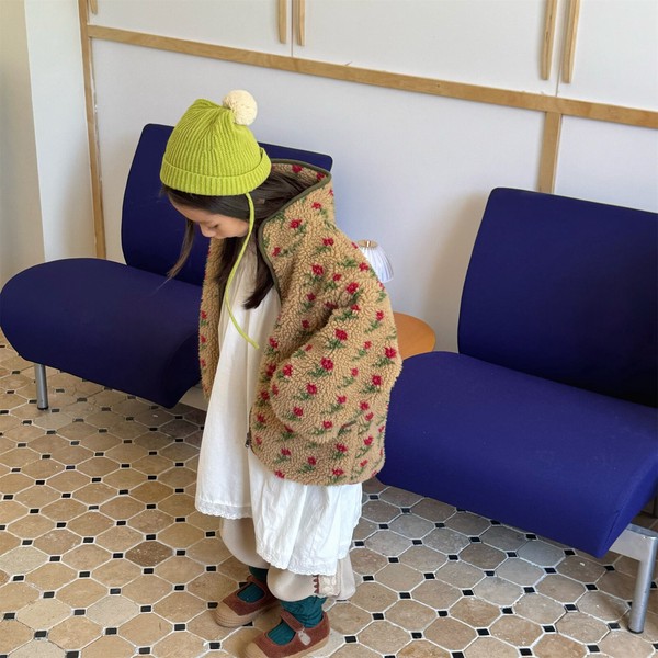 韓国スタイル 2色6サイズ トップス ジャケット お花 総柄 長袖 子供
