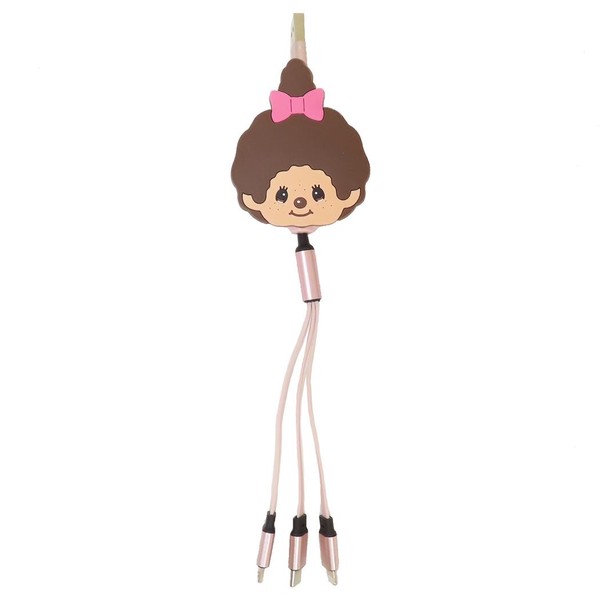 【スマホアクセ】モンチッチ リール式マルチ充電ケーブル モンチッチチャン
