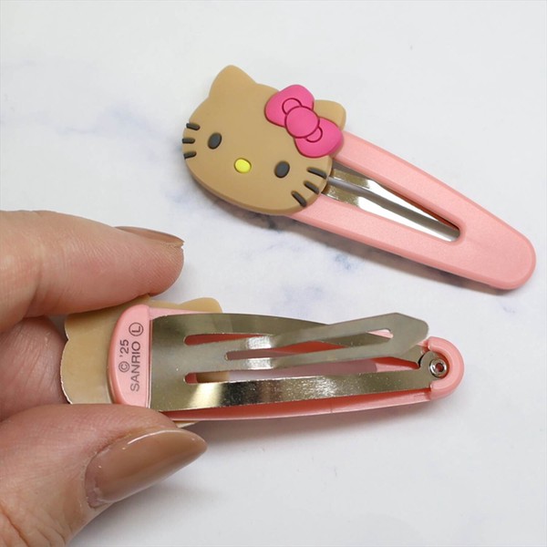 【ヘアアクセサリー】ハローキティ ヘアスナップクリップ 2個セット 日焼け