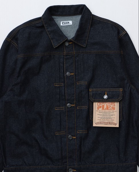 ★大人気★【PLES MAKERS】One-Washed Trucker Jacket セットアップ対応 メンズデニムジャケットGジャン