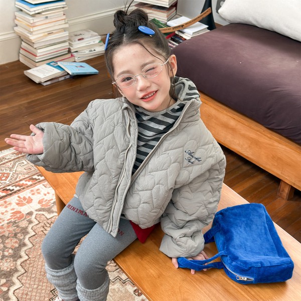 韓国スタイル 2色6サイズ トップス ジャケット ハート柄 あたたかい 長袖 子供