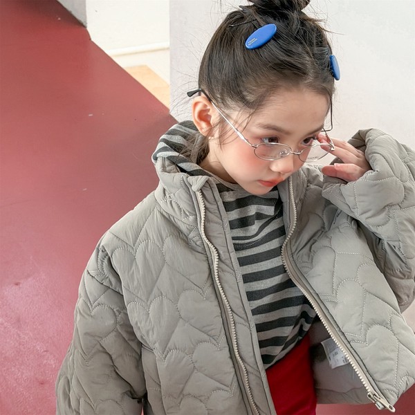 韓国スタイル 2色6サイズ トップス ジャケット ハート柄 あたたかい 長袖 子供