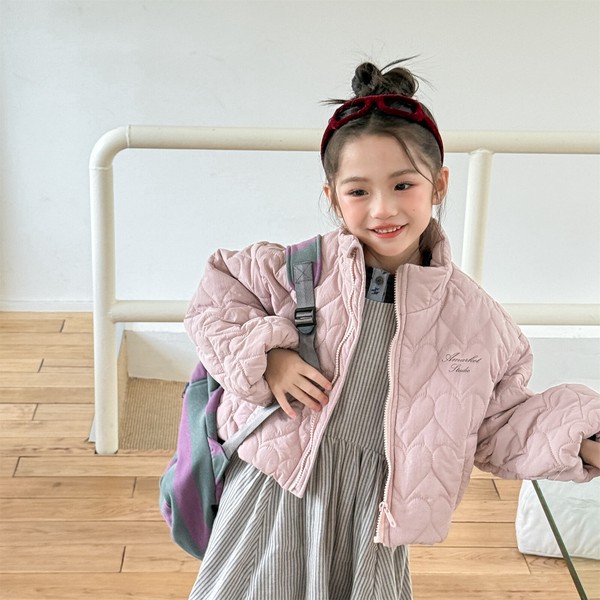 韓国スタイル 2色6サイズ トップス ジャケット ハート柄 あたたかい 長袖 子供