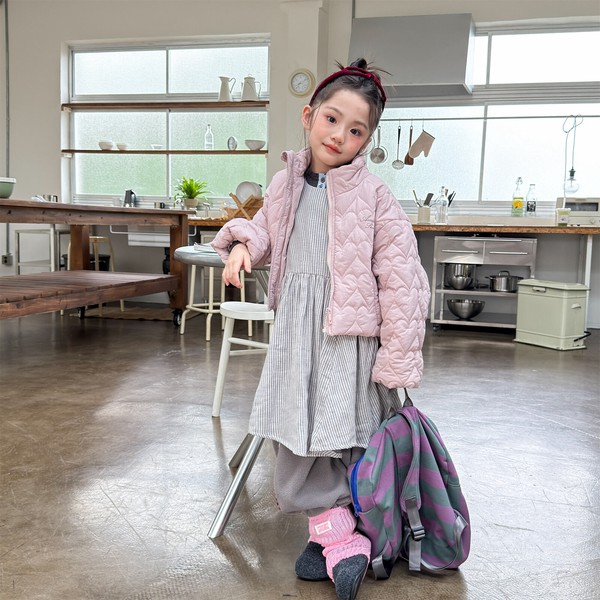 韓国スタイル 2色6サイズ トップス ジャケット ハート柄 あたたかい 長袖 子供