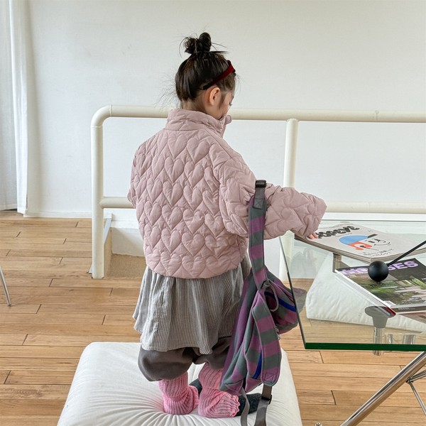 韓国スタイル 2色6サイズ トップス ジャケット ハート柄 あたたかい 長袖 子供