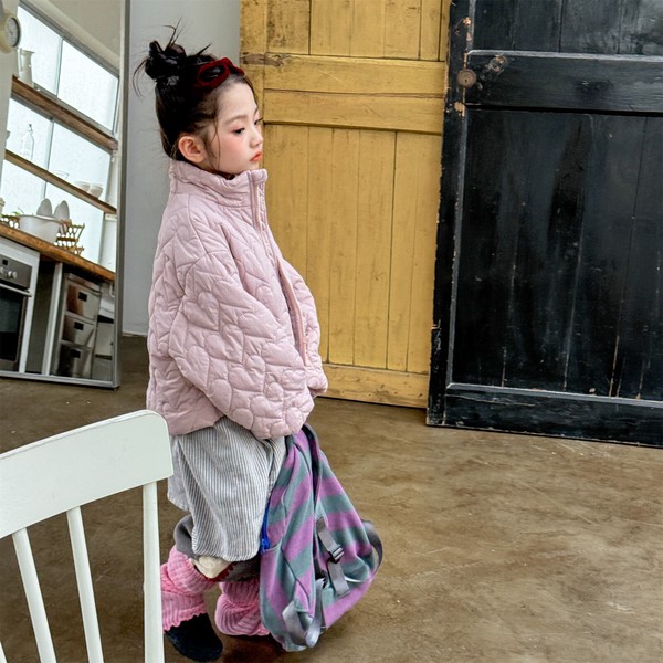 韓国スタイル 2色6サイズ トップス ジャケット ハート柄 あたたかい 長袖 子供