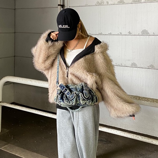 即納【再入荷】【2025新作】デニムミニバッグ　BAG　鞄　デニムバッグ　ショルダーバッグ　ウォッシュ加工