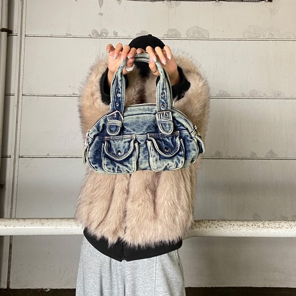 即納【再入荷】【2025新作】デニムミニバッグ　BAG　鞄　デニムバッグ　ショルダーバッグ　ウォッシュ加工