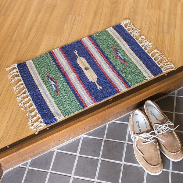 HANDLOOM RUG コットン キリム ラグ【約60cm×約42cm】