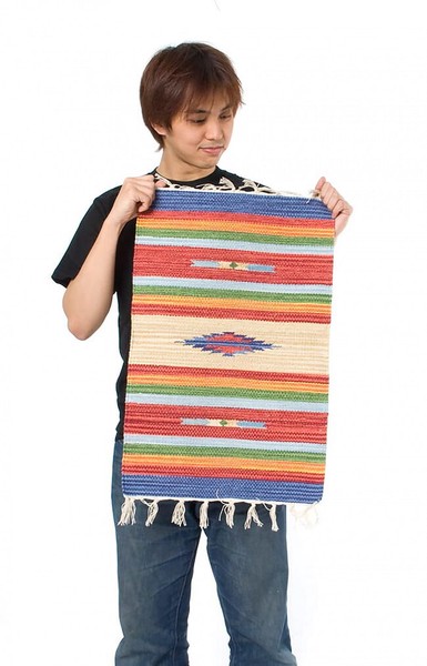 HANDLOOM RUG コットン キリム ラグ【約60cm×約42cm】
