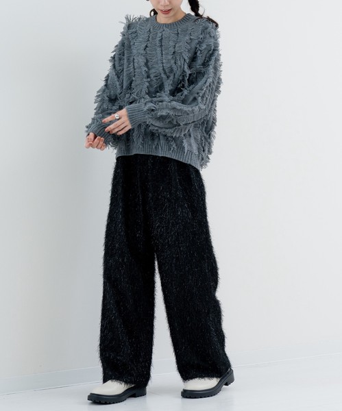 【new arrival】フリンジニットプルオーバー　/　トップス　ニット　フリンジ