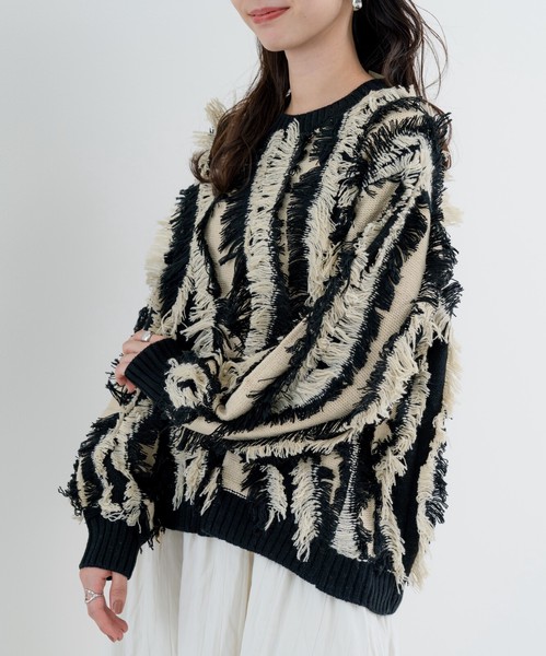 【new arrival】フリンジニットプルオーバー　/　トップス　ニット　フリンジ