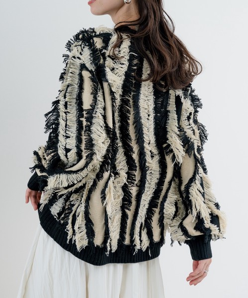 【new arrival】フリンジニットプルオーバー　/　トップス　ニット　フリンジ