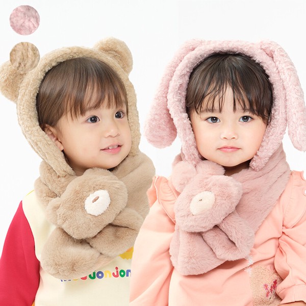 ふわふわアニマルファーイヤーマフ  B65867  くま  うさぎ  立体耳  もこもこ  暖か  可愛い  サイズ調整