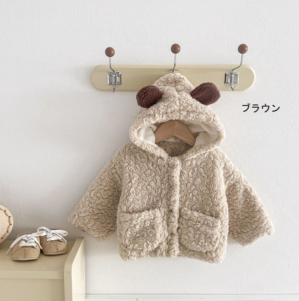 韓国スタイル 3色5サイズ トップス ジャケット フード付き あたたかい長袖 子供