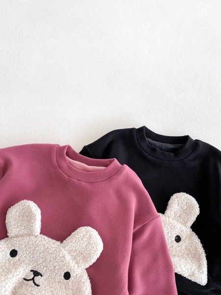 韓国スタイル 2色5サイズ 子供服 シャツ パンツ 2点セット セットアップ ウサギ あたたかい 長袖  かわいい