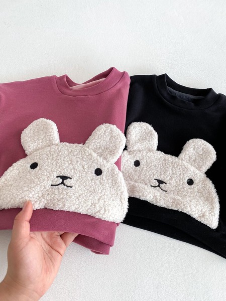 韓国スタイル 2色5サイズ 子供服 シャツ パンツ 2点セット セットアップ ウサギ あたたかい 長袖  かわいい