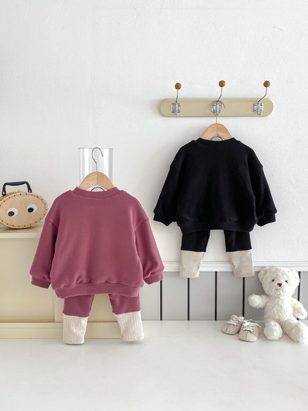 韓国スタイル 2色5サイズ 子供服 シャツ パンツ 2点セット セットアップ ウサギ あたたかい 長袖  かわいい