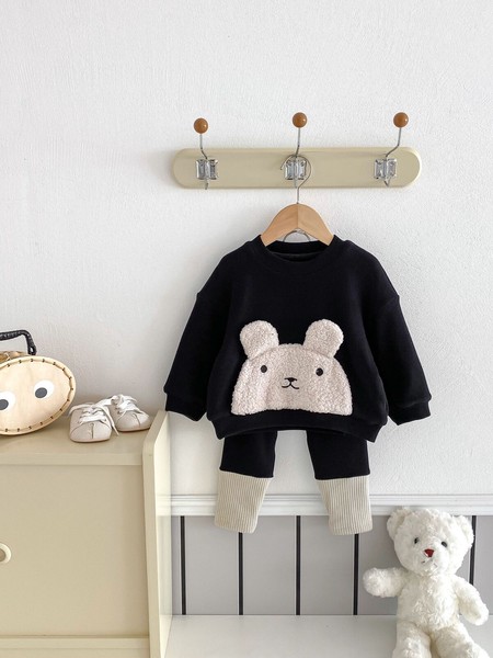 韓国スタイル 2色5サイズ 子供服 シャツ パンツ 2点セット セットアップ ウサギ あたたかい 長袖  かわいい