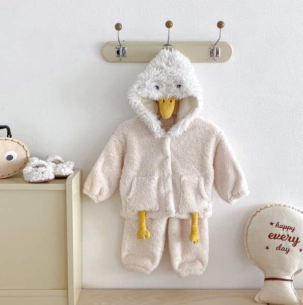 韓国スタイル 5サイズ 子供服 パジャマシャツ パンツ 2点セット セットアップ 鷹 あたたかい