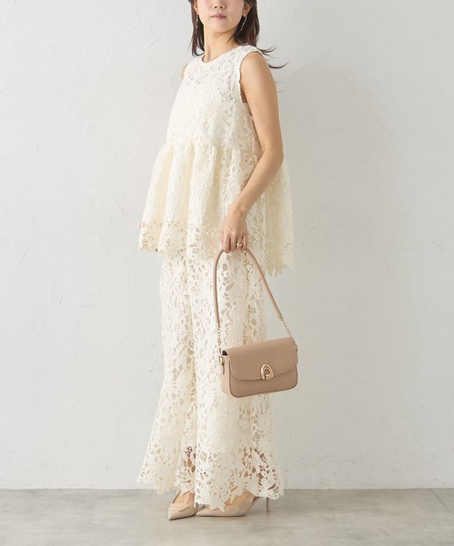 【再入荷】☆人気アイテム☆セットアップ可　ペプラムデザインレースタンクトップskypink東京