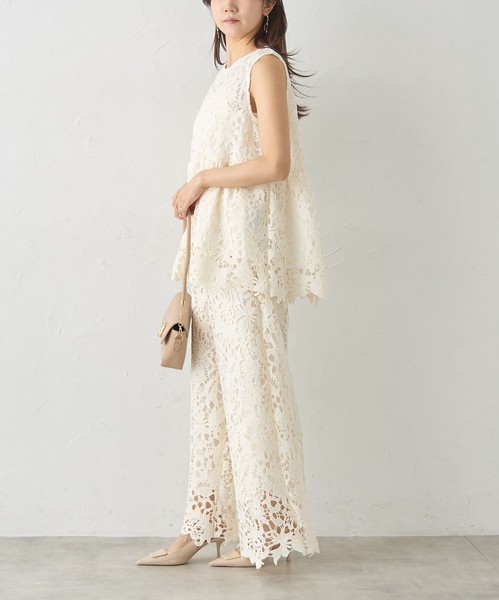 【再入荷】☆人気アイテム☆セットアップ可　ペプラムデザインレースタンクトップskypink東京