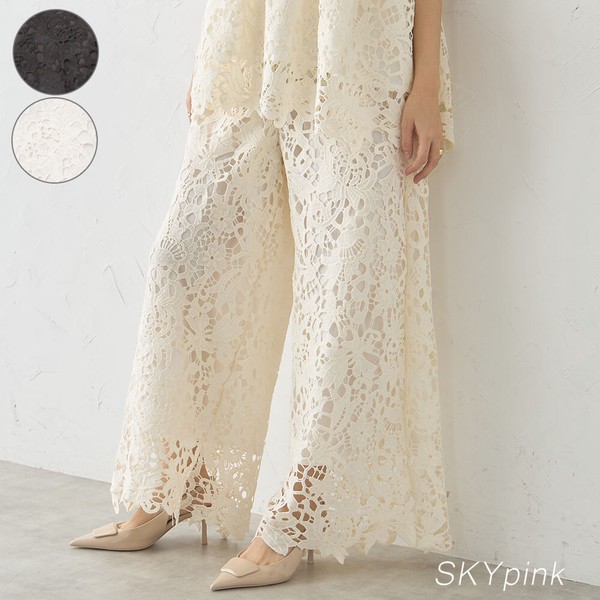 【再入荷】☆人気アイテム☆セットアップ可　総レースパンツ　Skypink東京