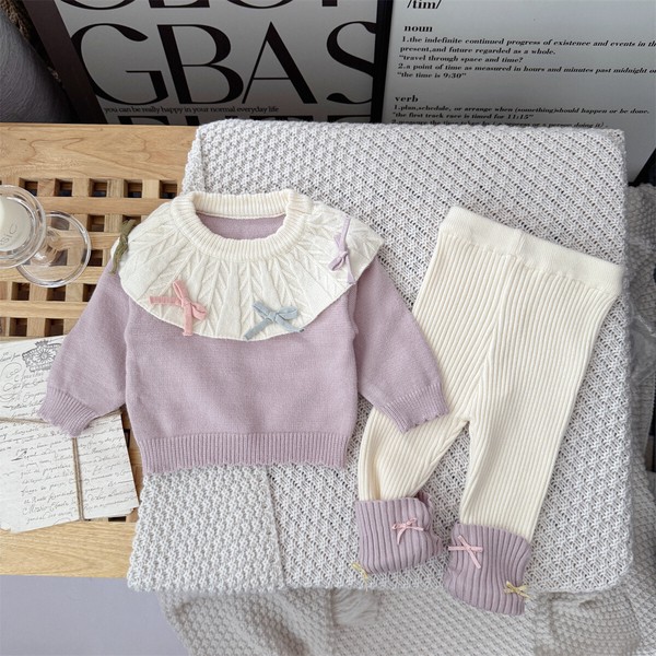 韓国スタイル 2色5サイズ 子供服 シャツ パンツ 2点セット セットアップ あたたかい 長袖  かわいい