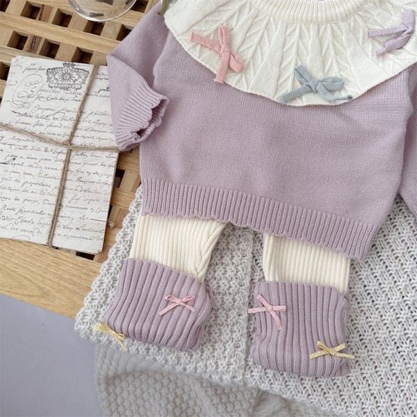 韓国スタイル 2色5サイズ 子供服 シャツ パンツ 2点セット セットアップ あたたかい 長袖  かわいい