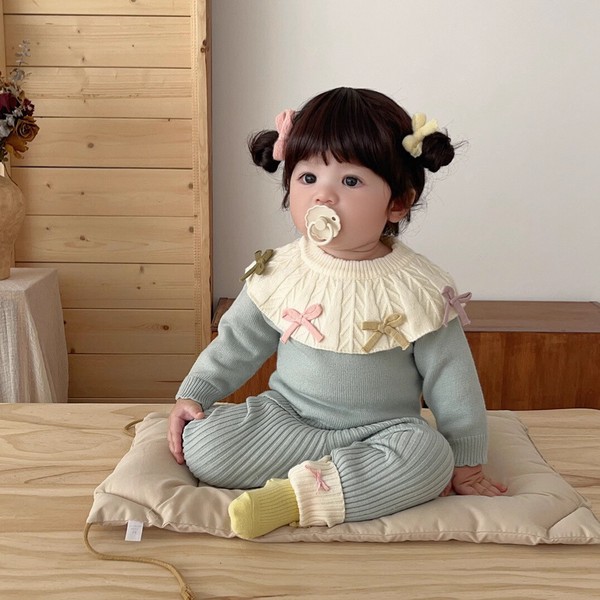 韓国スタイル 2色5サイズ 子供服 シャツ パンツ 2点セット セットアップ あたたかい 長袖  かわいい