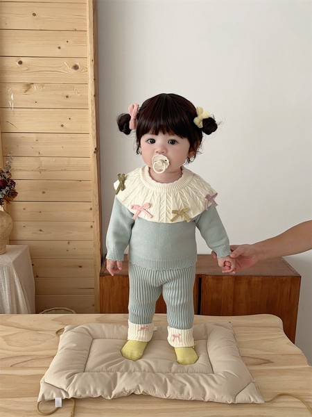 韓国スタイル 2色5サイズ 子供服 シャツ パンツ 2点セット セットアップ あたたかい 長袖  かわいい