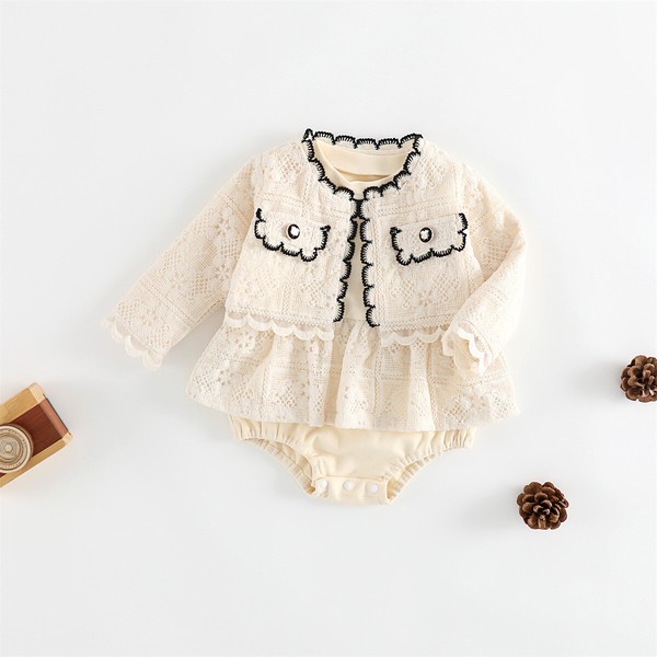 韓国スタイル 2サイズ 子供服 ジャケット ロンパース 2点セット セットアップ 長袖  かわいい