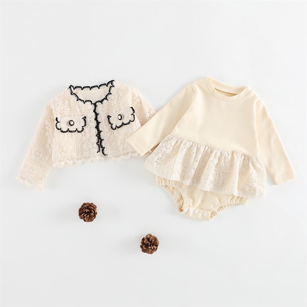 韓国スタイル 2サイズ 子供服 ジャケット ロンパース 2点セット セットアップ 長袖  かわいい