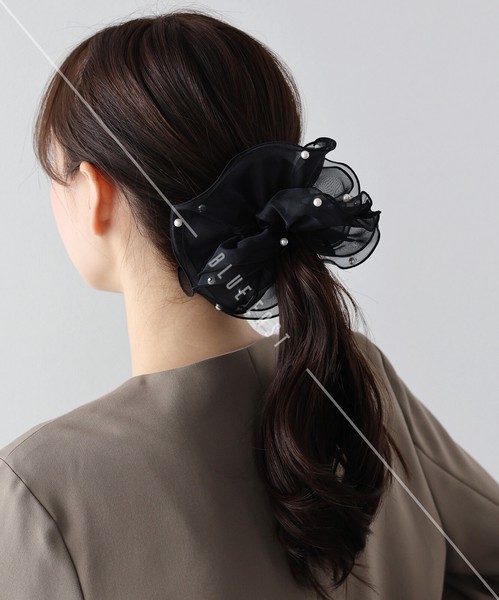 【再入荷】【人気】《オーガンジーパールシュシュ》ヘアアクセサリー　シュシュ　パール　オーガンジー