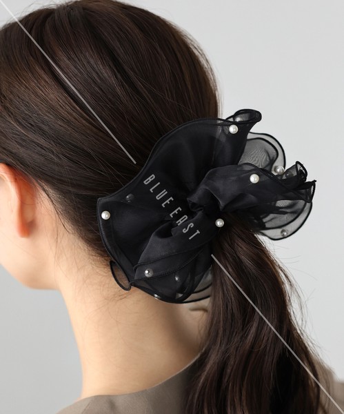 【再入荷】【人気】《オーガンジーパールシュシュ》ヘアアクセサリー　シュシュ　パール　オーガンジー