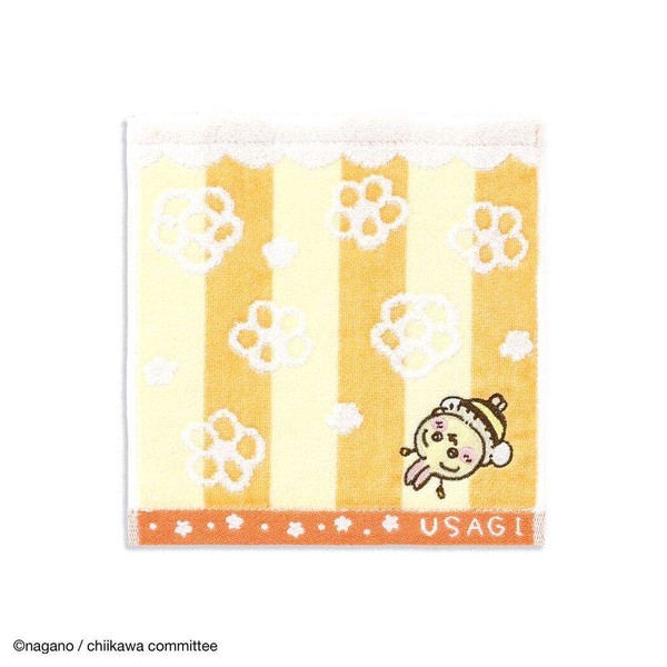 【ハンドタオル】ちいかわ 無撚糸スチームシャーリングタオルハンカチ 蜂たち イエロー うさぎ