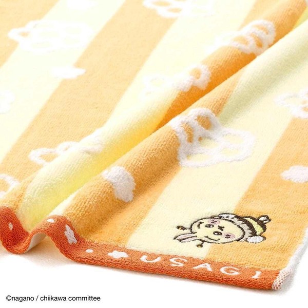【ハンドタオル】ちいかわ 無撚糸スチームシャーリングタオルハンカチ 蜂たち イエロー うさぎ