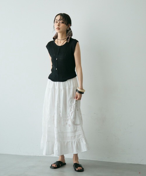 【再々入荷】カットワークレースギャザースカート