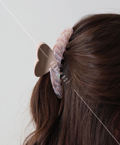 2025新作【マーブルハートバンスクリップ】ヘアアクセサリー 　ヘアクリップ