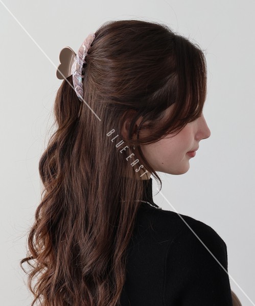 2025新作【マーブルハートバンスクリップ】ヘアアクセサリー 　ヘアクリップ