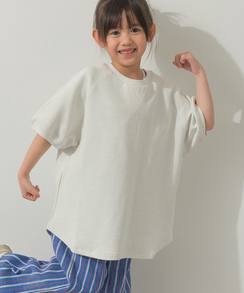 キッズリップルダブルフェイスラグランTシャツ