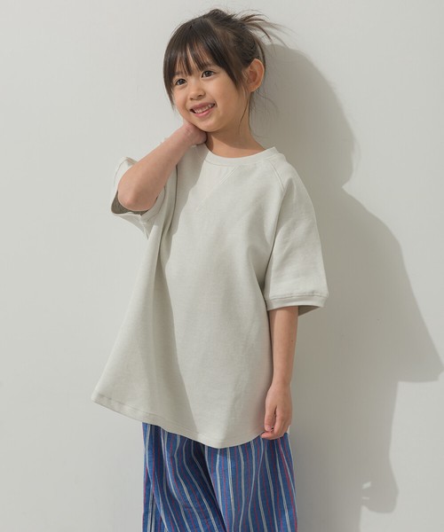 キッズリップルダブルフェイスラグランTシャツ