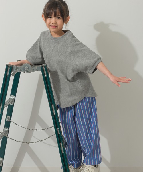 キッズリップルダブルフェイスラグランTシャツ