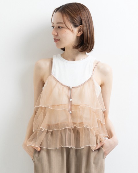 【再入荷】2WAY チュール ティアード キャミソール 【2026春夏新作】●6/4日追加入荷あり