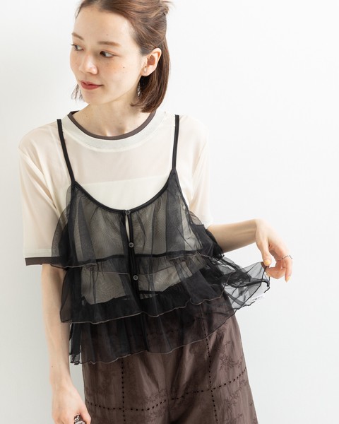 【再入荷】2WAY チュール ティアード キャミソール 【2026春夏新作】●6/4日追加入荷あり