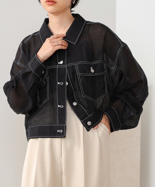 【SALE】再入荷：シアーシャツブルゾン◇人気のデニムジャケット風デザイン