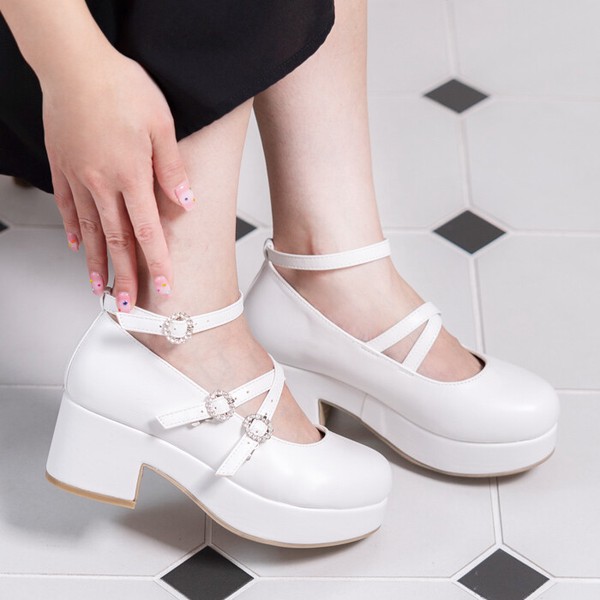 厚底リボン付き3WAYパンプス(500-1670)