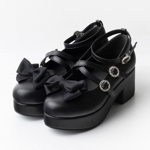 厚底リボン付き3WAYパンプス(500-1670)