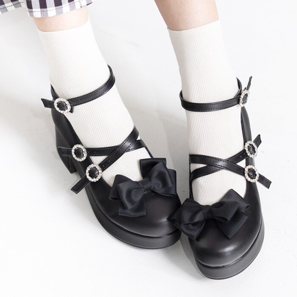厚底リボン付き3WAYパンプス(500-1670)